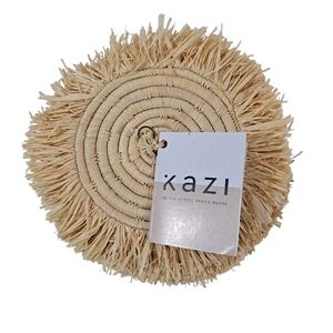 Kazi Sweet Grass Woven Coasters African Brand Handcrafted NWT Set Of 4